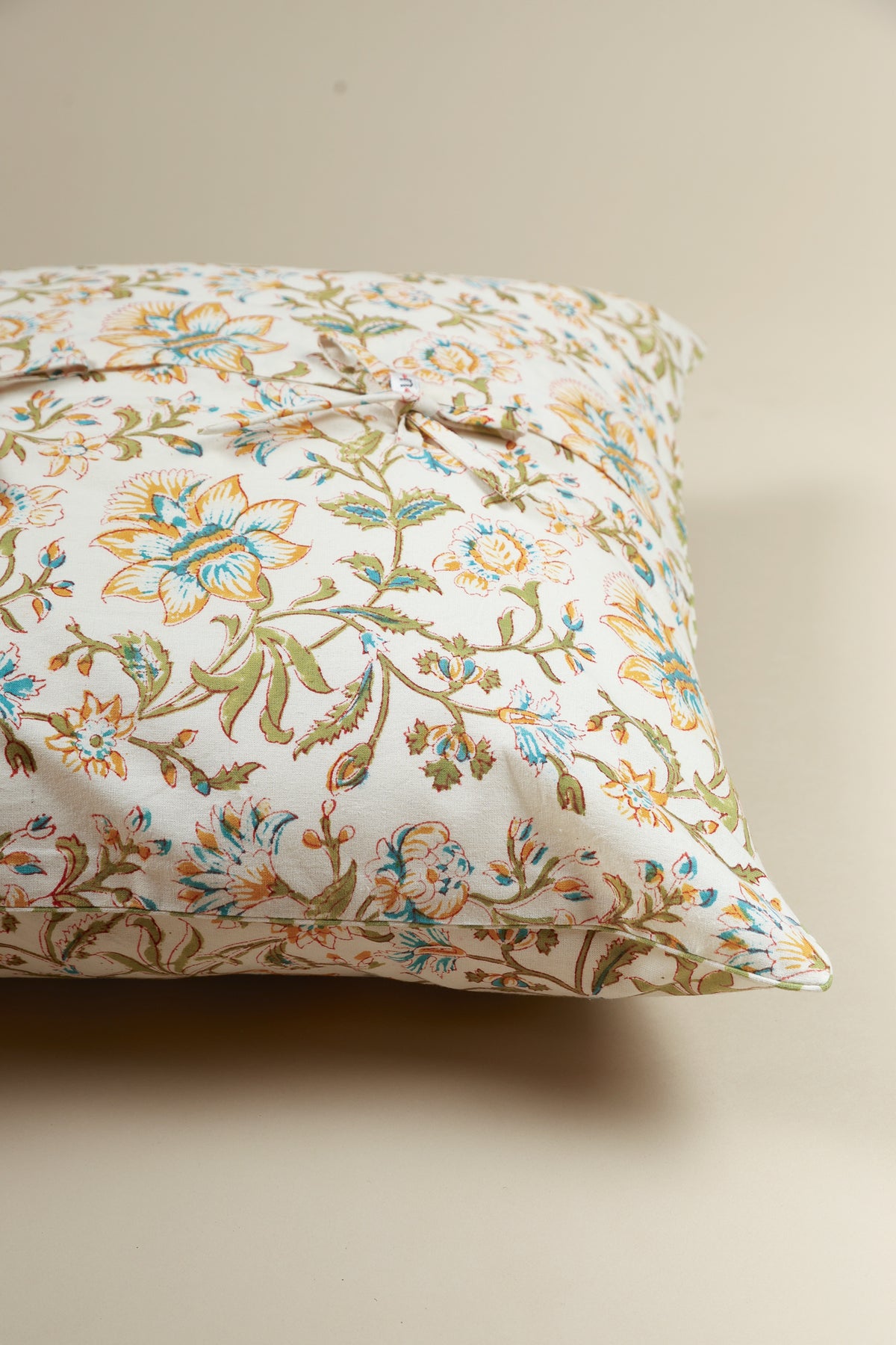 White Spring Block Print Pillow