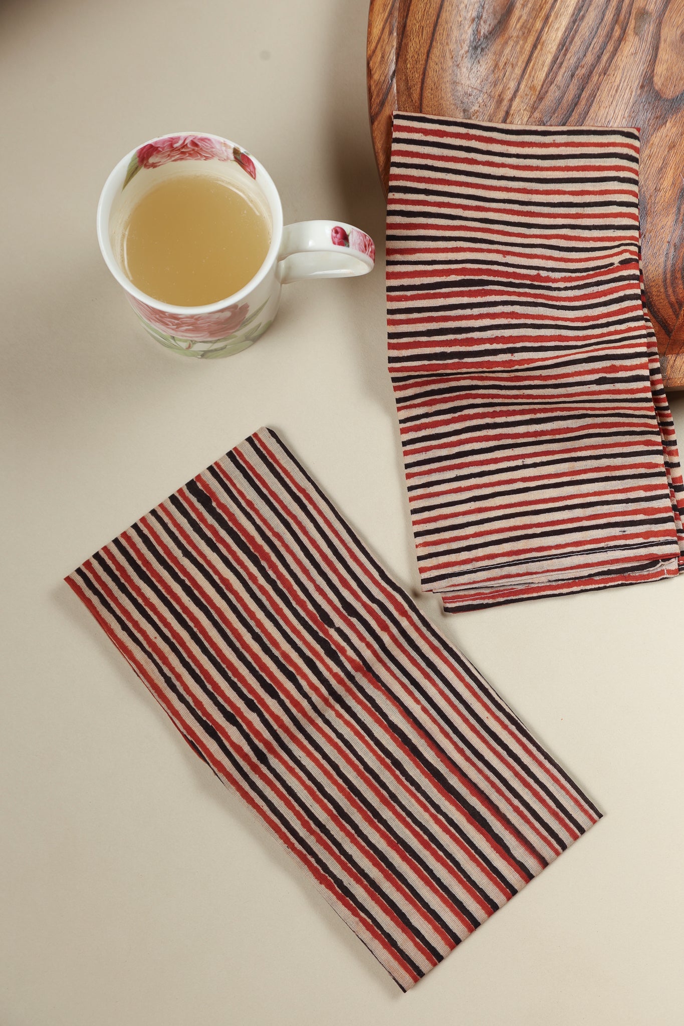 Rustic Stripes Block Print Napkins, Set of 4
