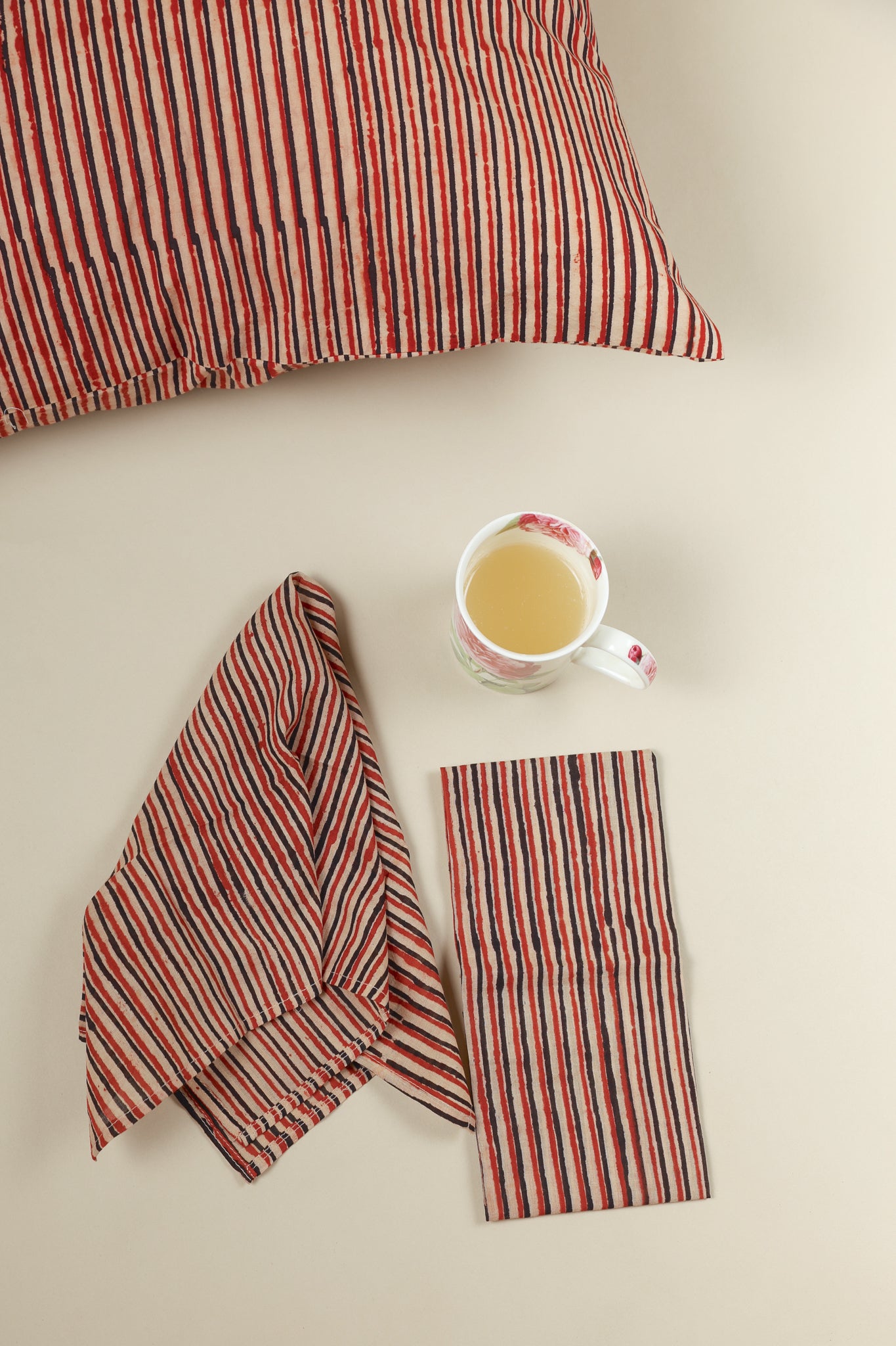 Rustic Stripes Block Print Napkins, Set of 4