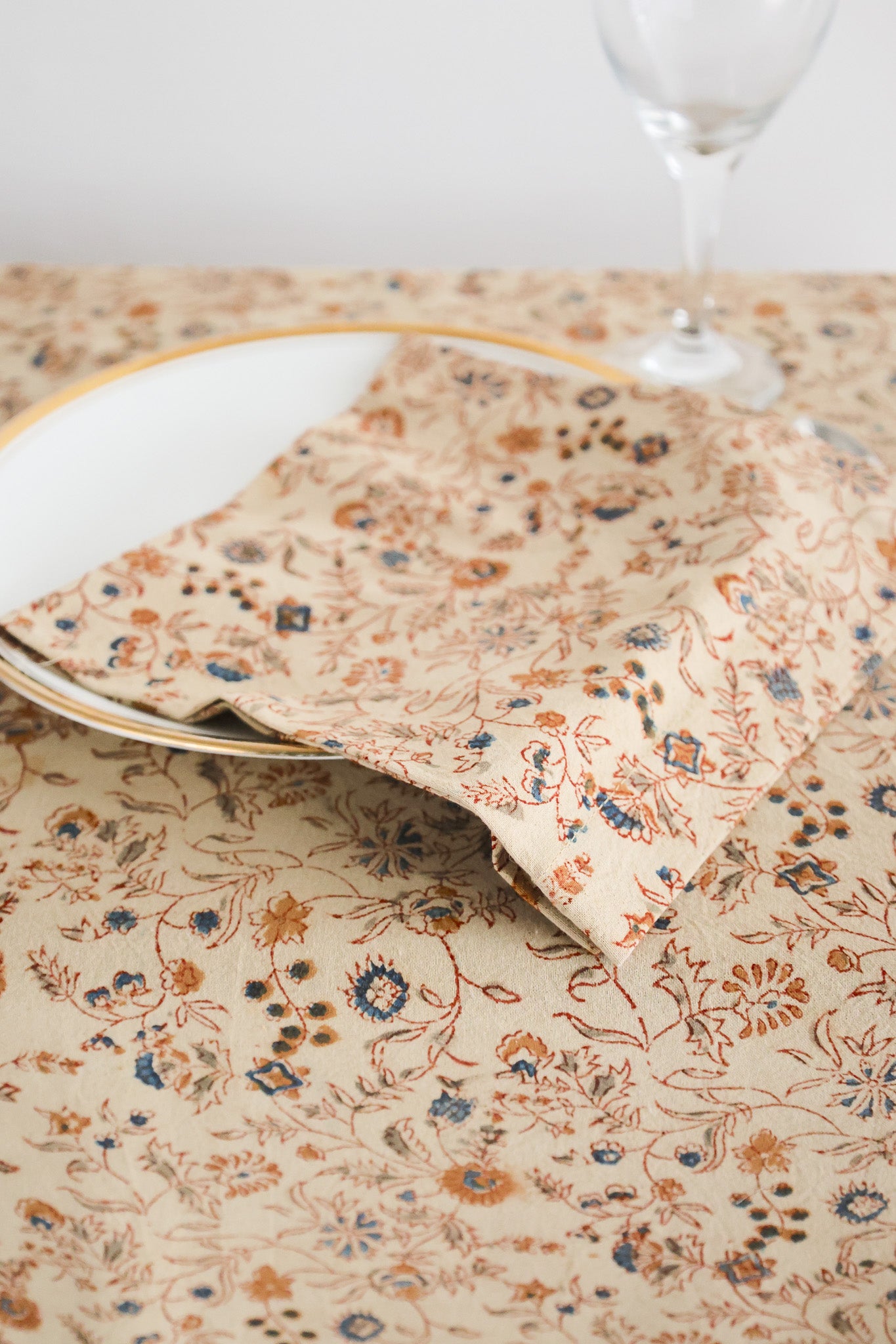 Wildflower Vines Kalamkari Napkins, Set of 4