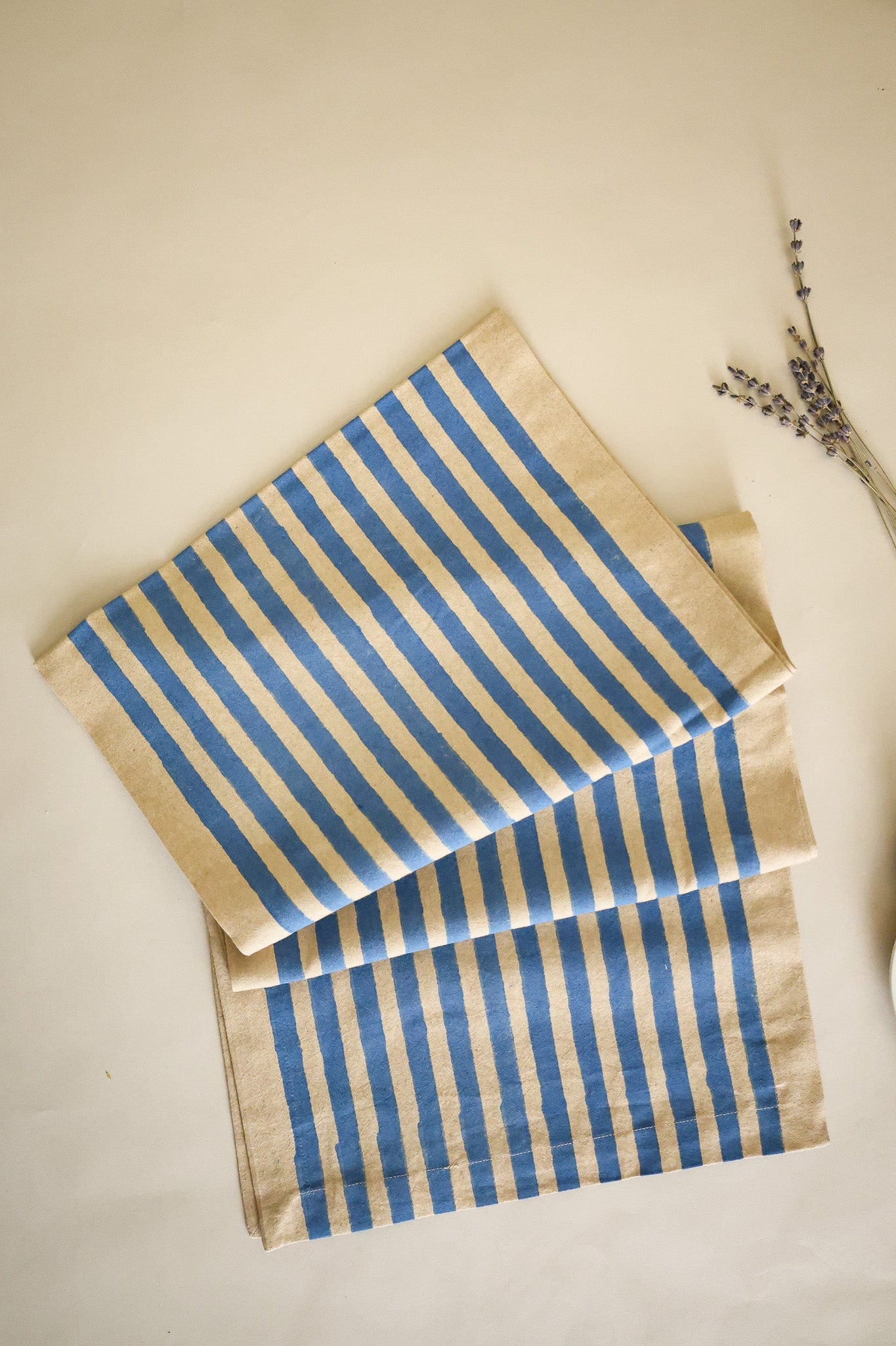 Oh! Stripes (Blue) Block Print Table Runner