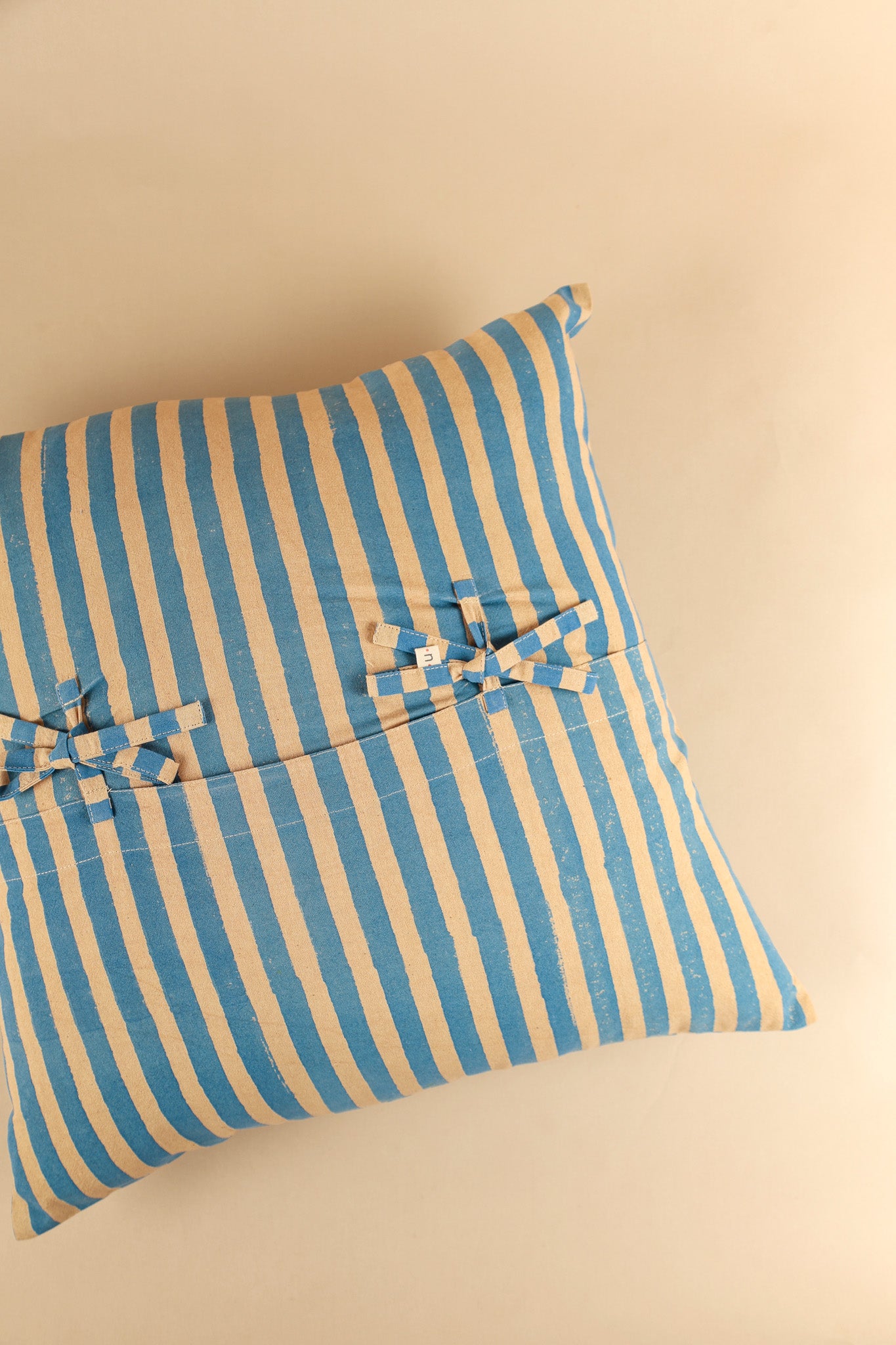 Oh! Stripes (Blue) Block Print Pillow Cover