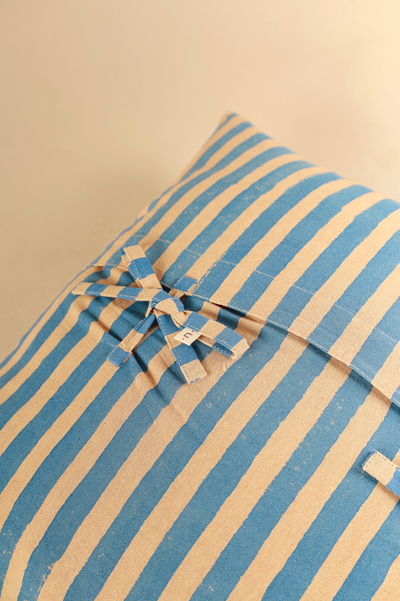 Oh! Stripes (Blue) Block Print Pillow Cover