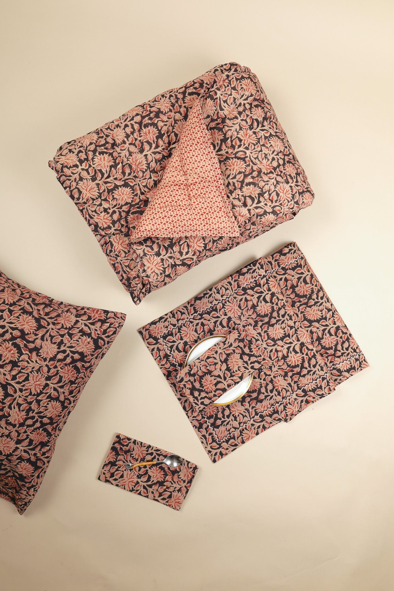 Noir Grove Kalamkari Napkins, Set of 4