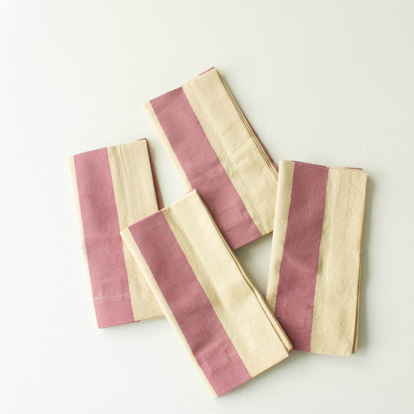 Oh! Stripes (Rose) Block Print Napkins, Set of 4