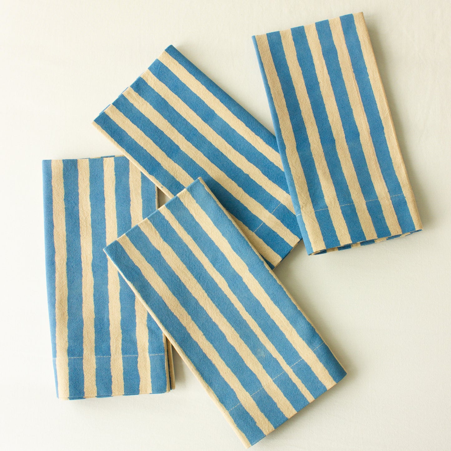 Oh! Stripes (Blue) Block Print Napkins, Set of 4