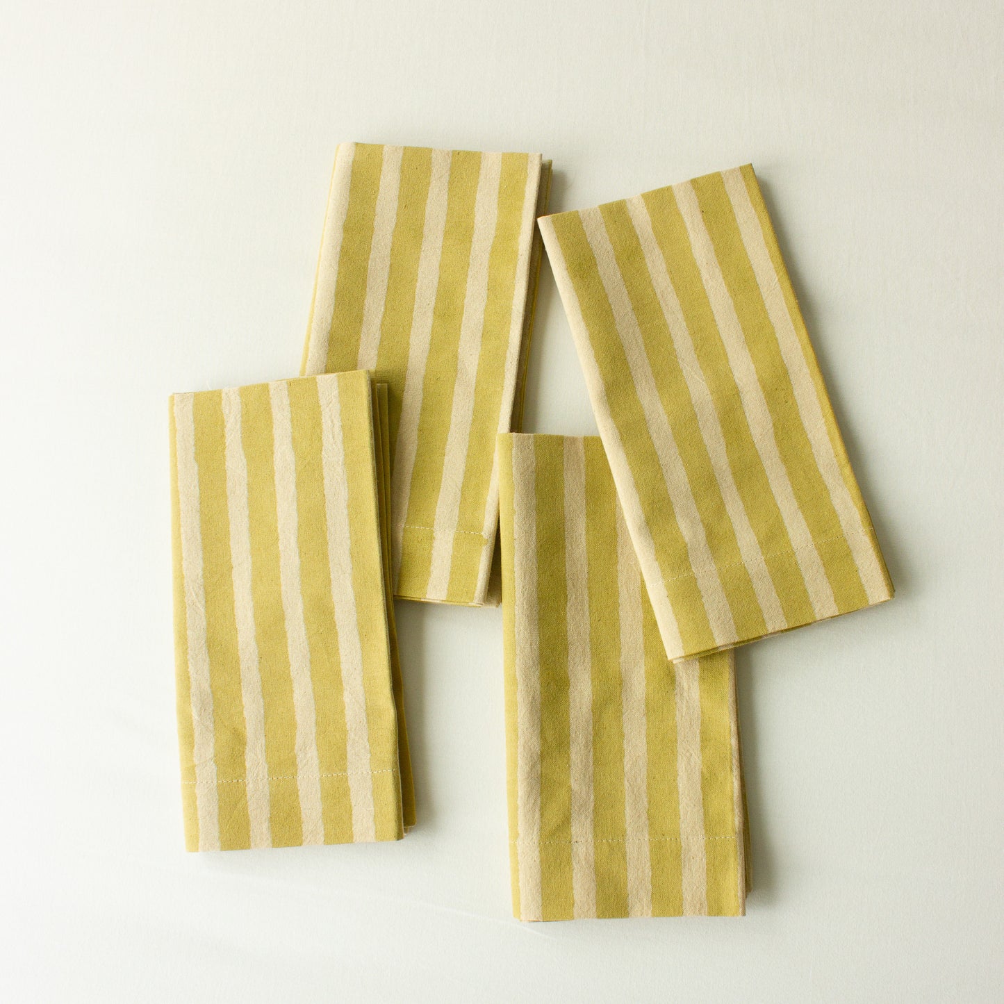 Oh! Stripes (Lime) Block Print Napkins, Set of 4