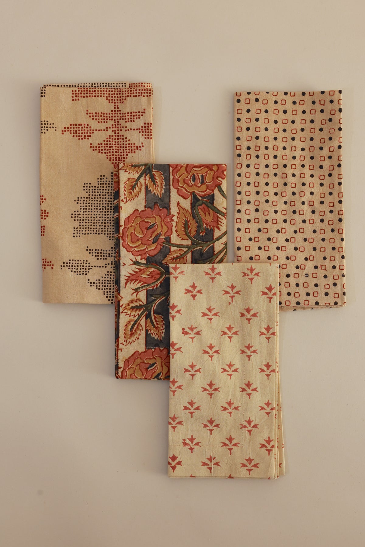 Soft Field Kalamkari Napkins, Set of 4