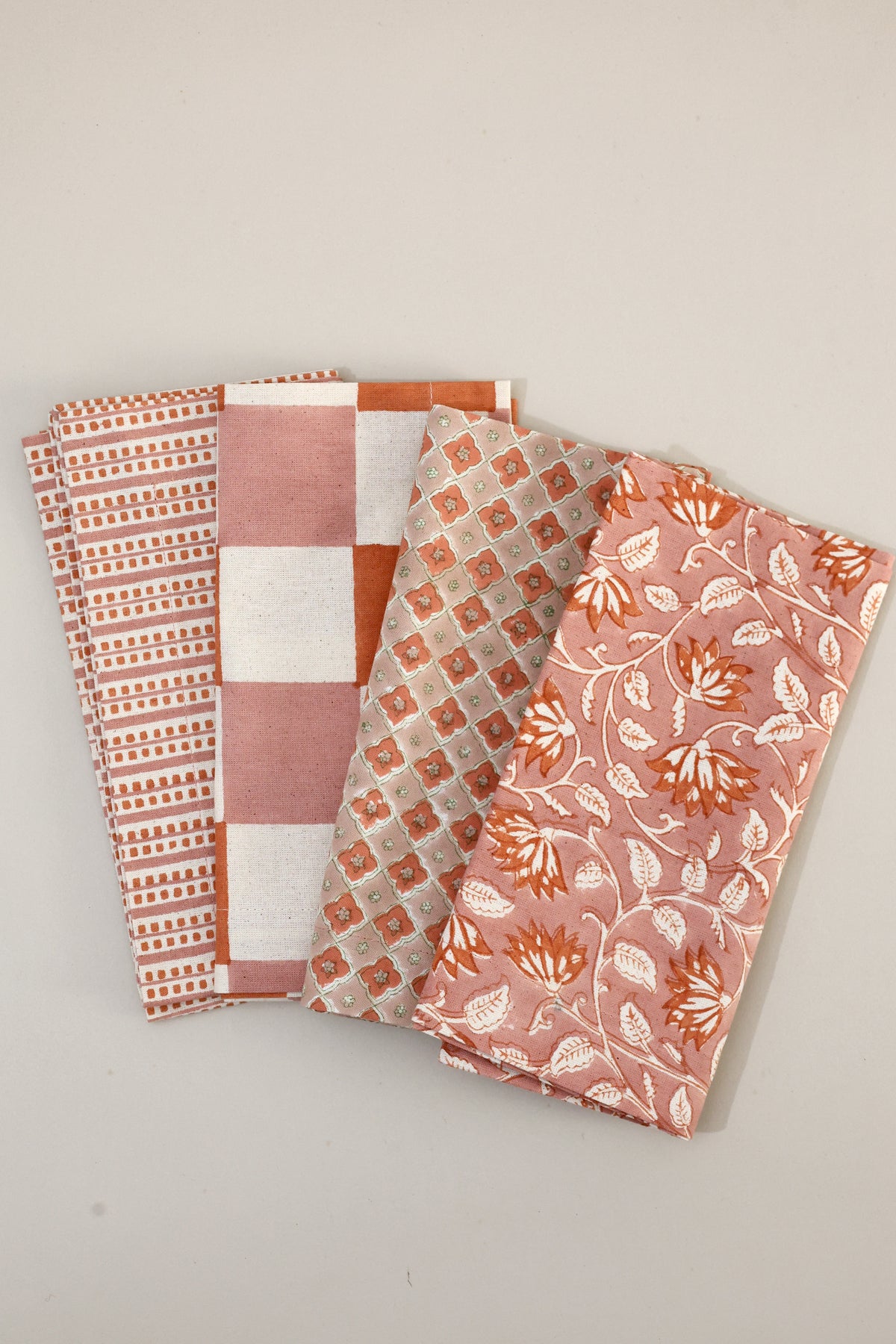 Blush Piano Block Print Napkins, Set of 4