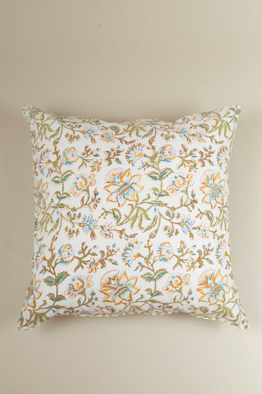 White Spring Block Print Pillow