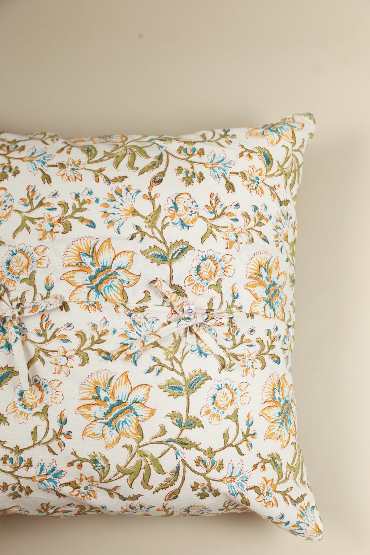 White Spring Block Print Pillow