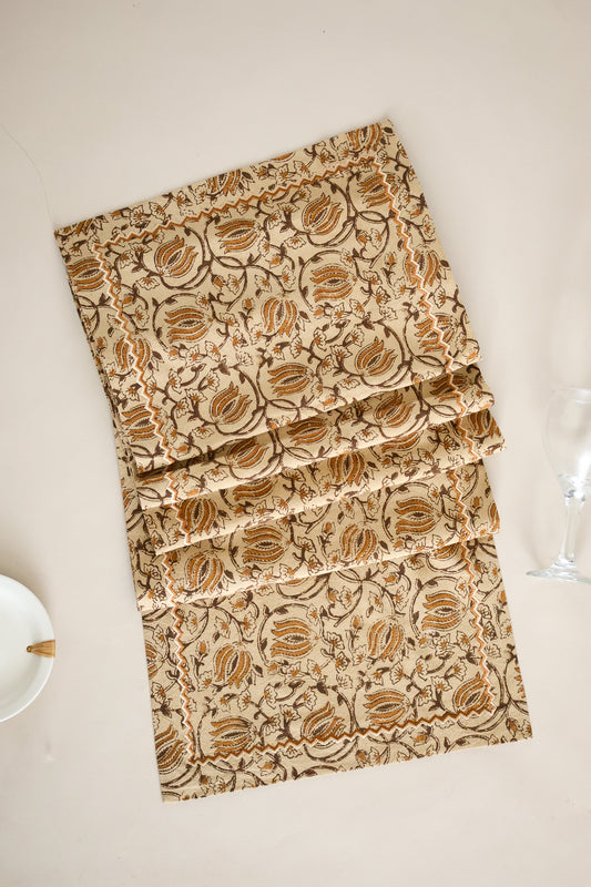 Honey Bloom Kalamkari Table Runner