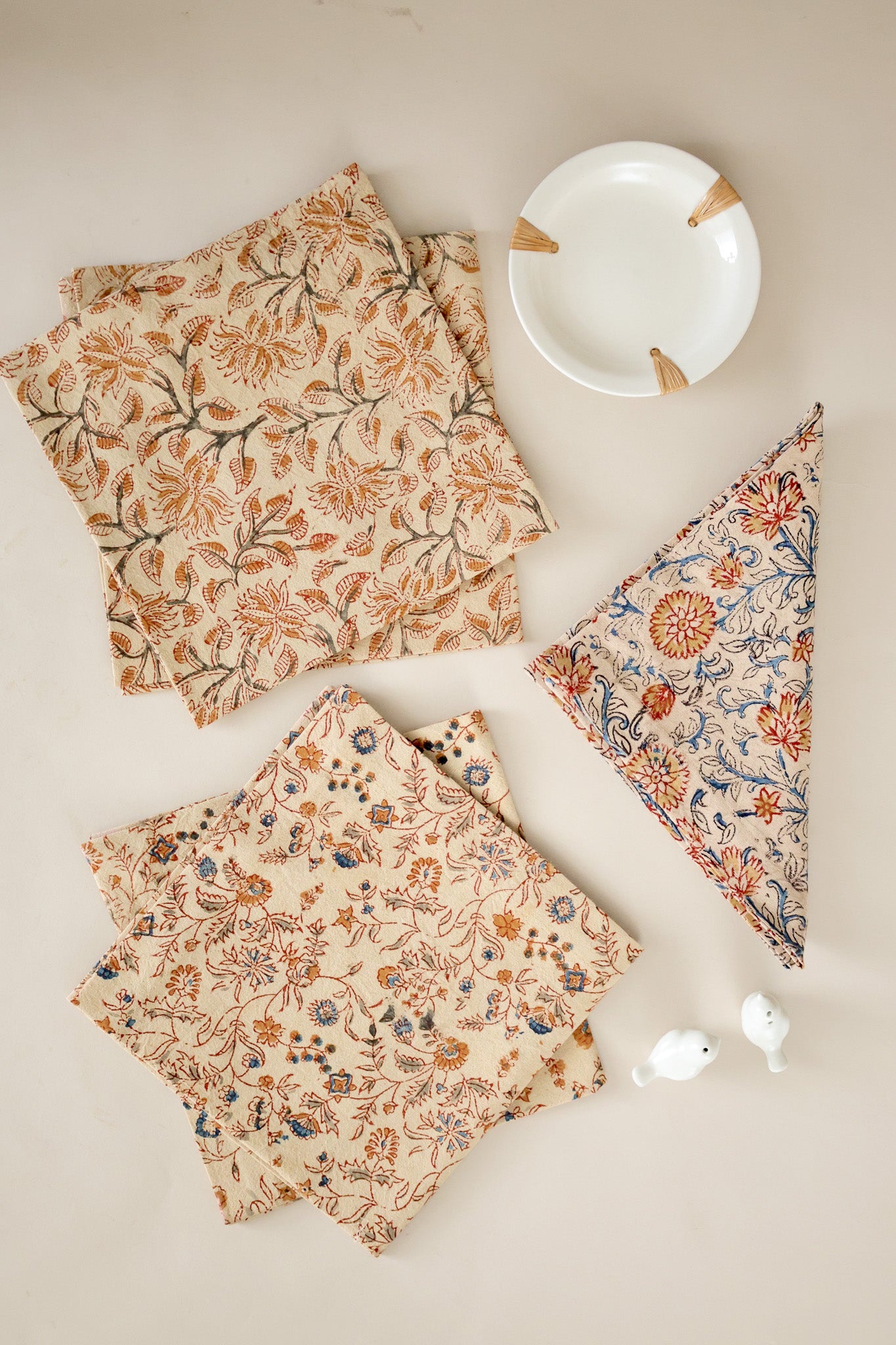 Wildflower Vines Kalamkari Handcrafted Napkins