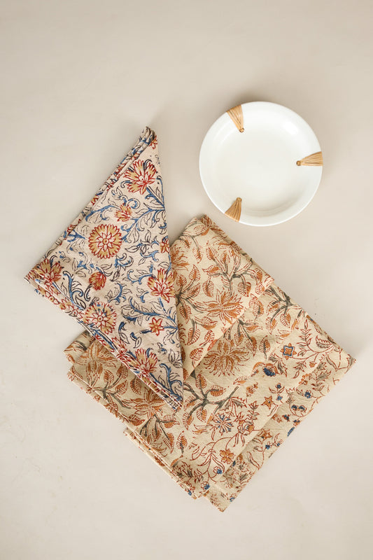 Sunset Horizon Kalamkari Napkins, Set of 4