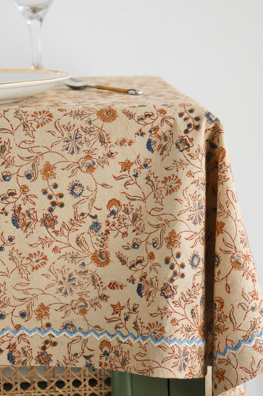 Wildflower Vines Kalamkari Handcrafted Table Cloth