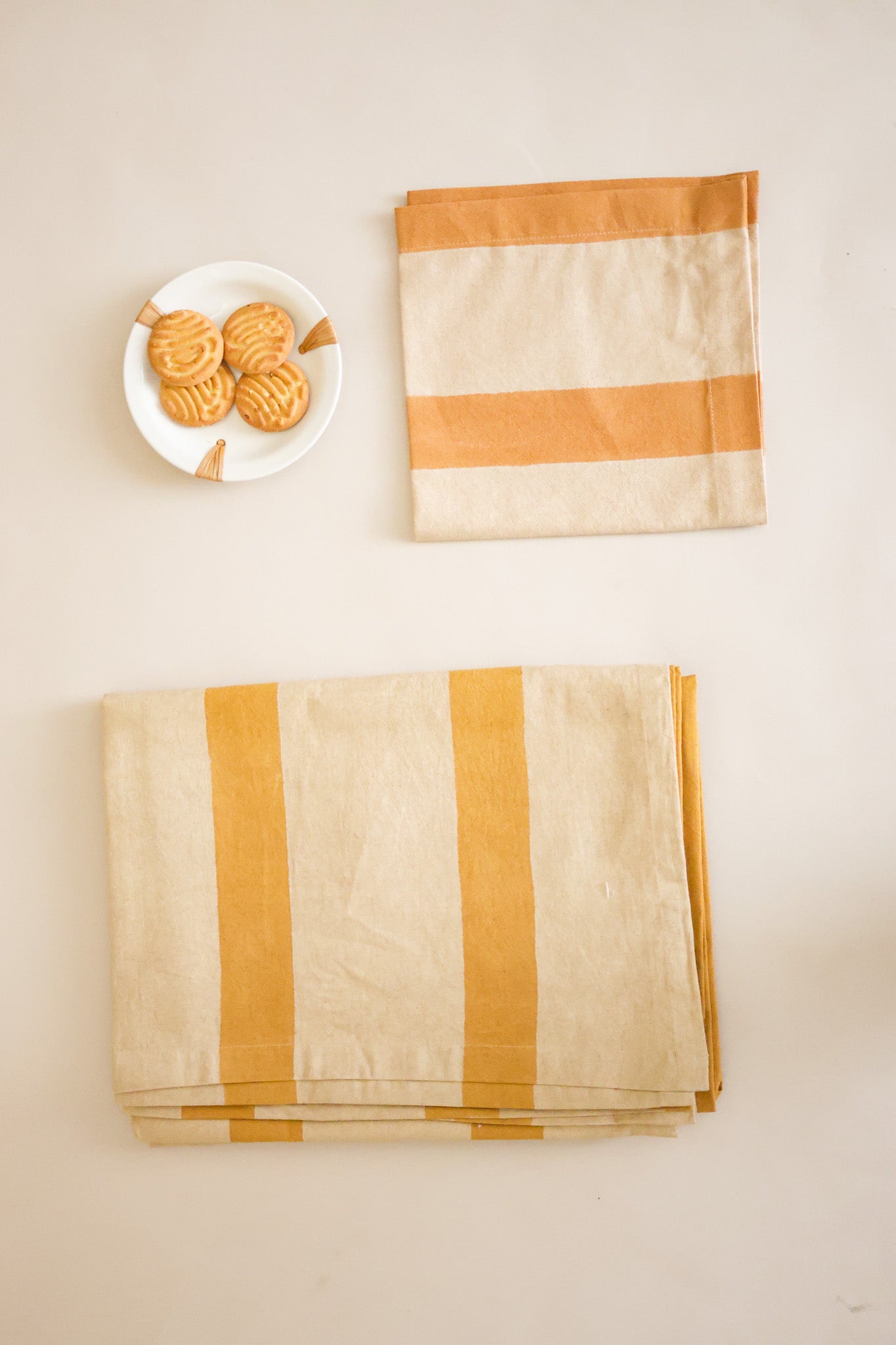 Oh! Stripes (Ochre) Block Print Table Cloth