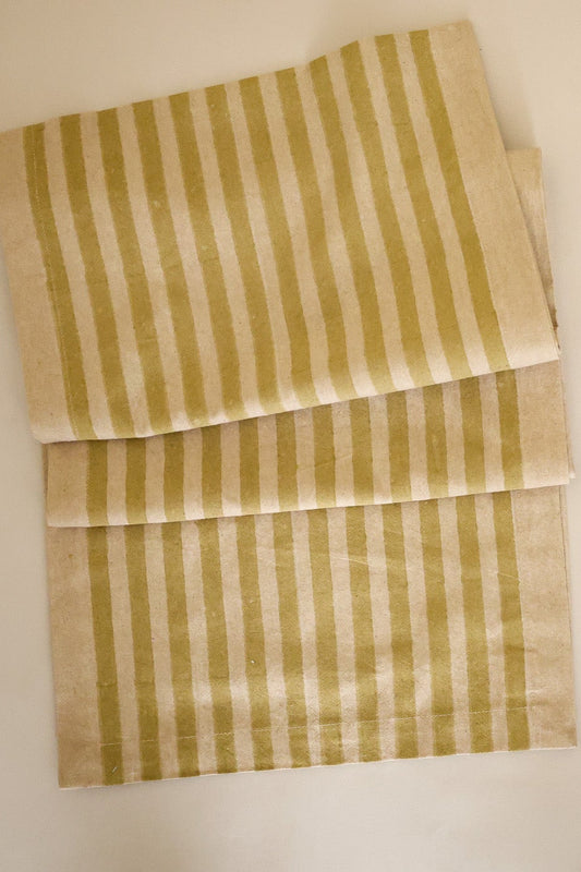 Oh! Stripes (Lime) Block Print Table Runner