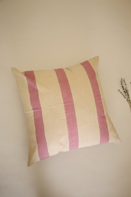 Oh! Stripes (Rose) Block Print Pillow