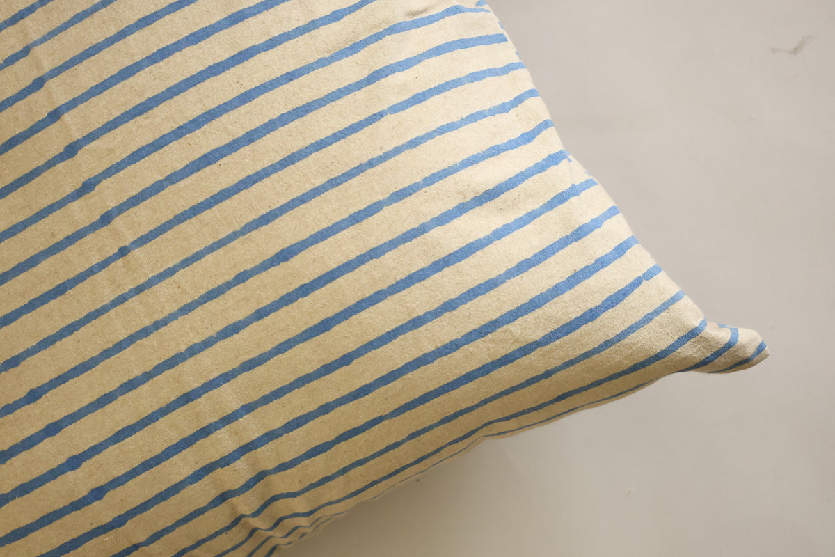 Oh! Stripes (Blue) Block Print Pillow