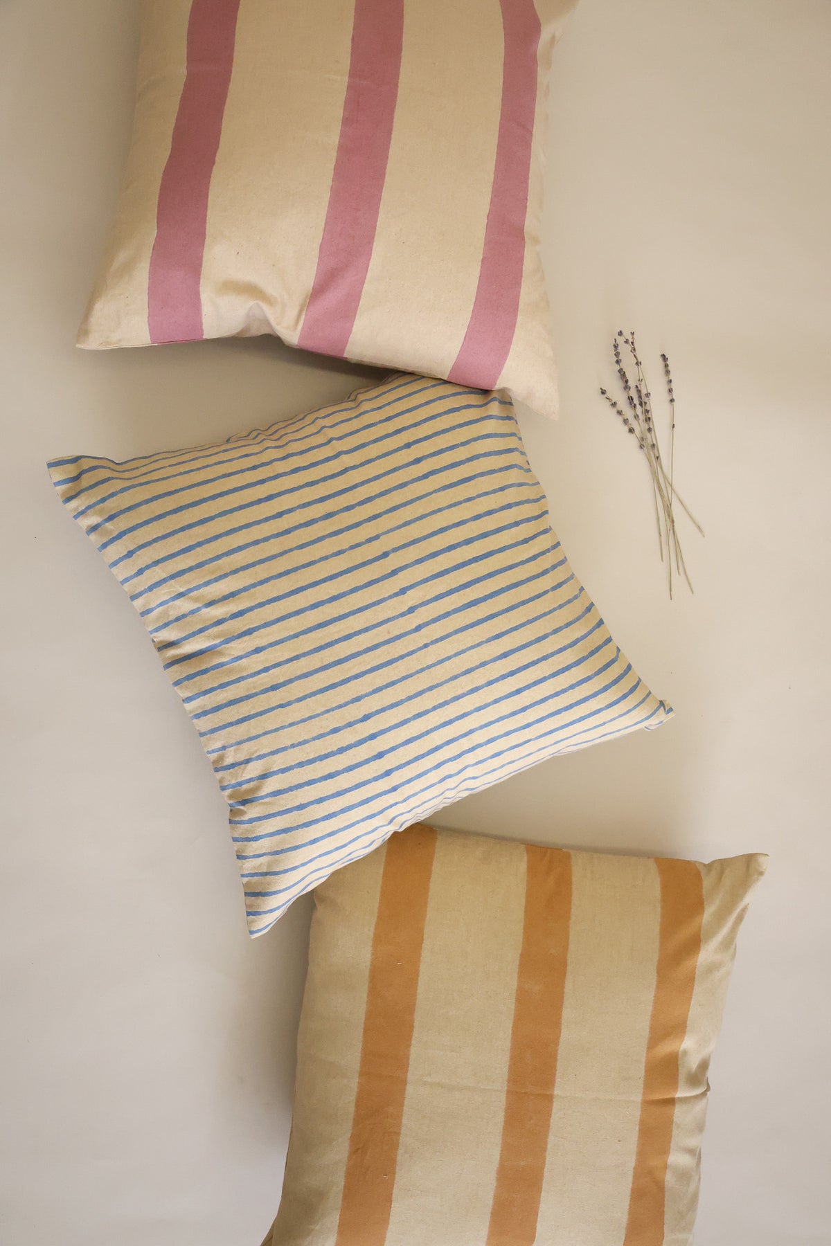 Oh! Stripes (Blue) Block Print Pillow
