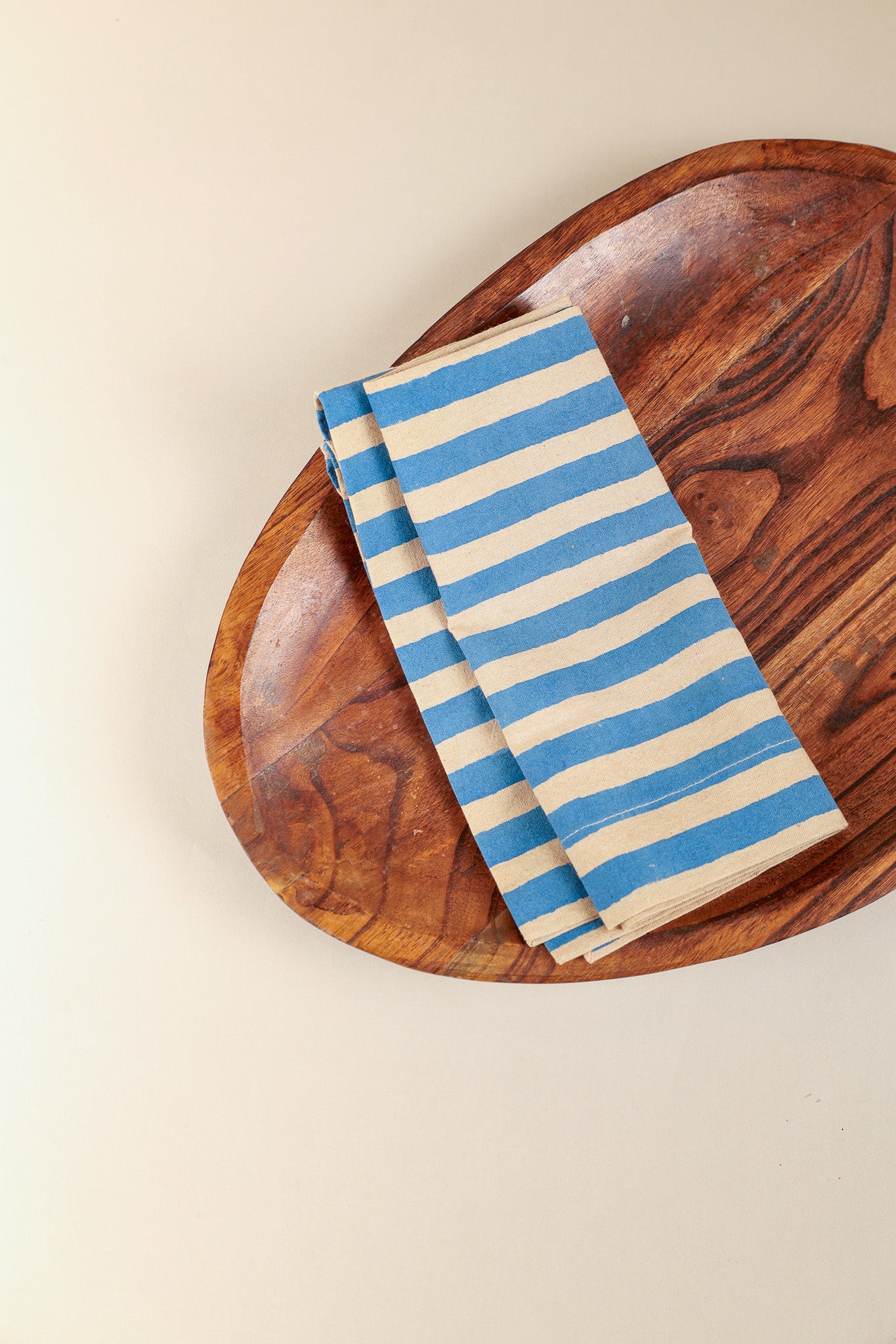 Oh! Stripes (Blue) Block Print Napkins, Set of 4