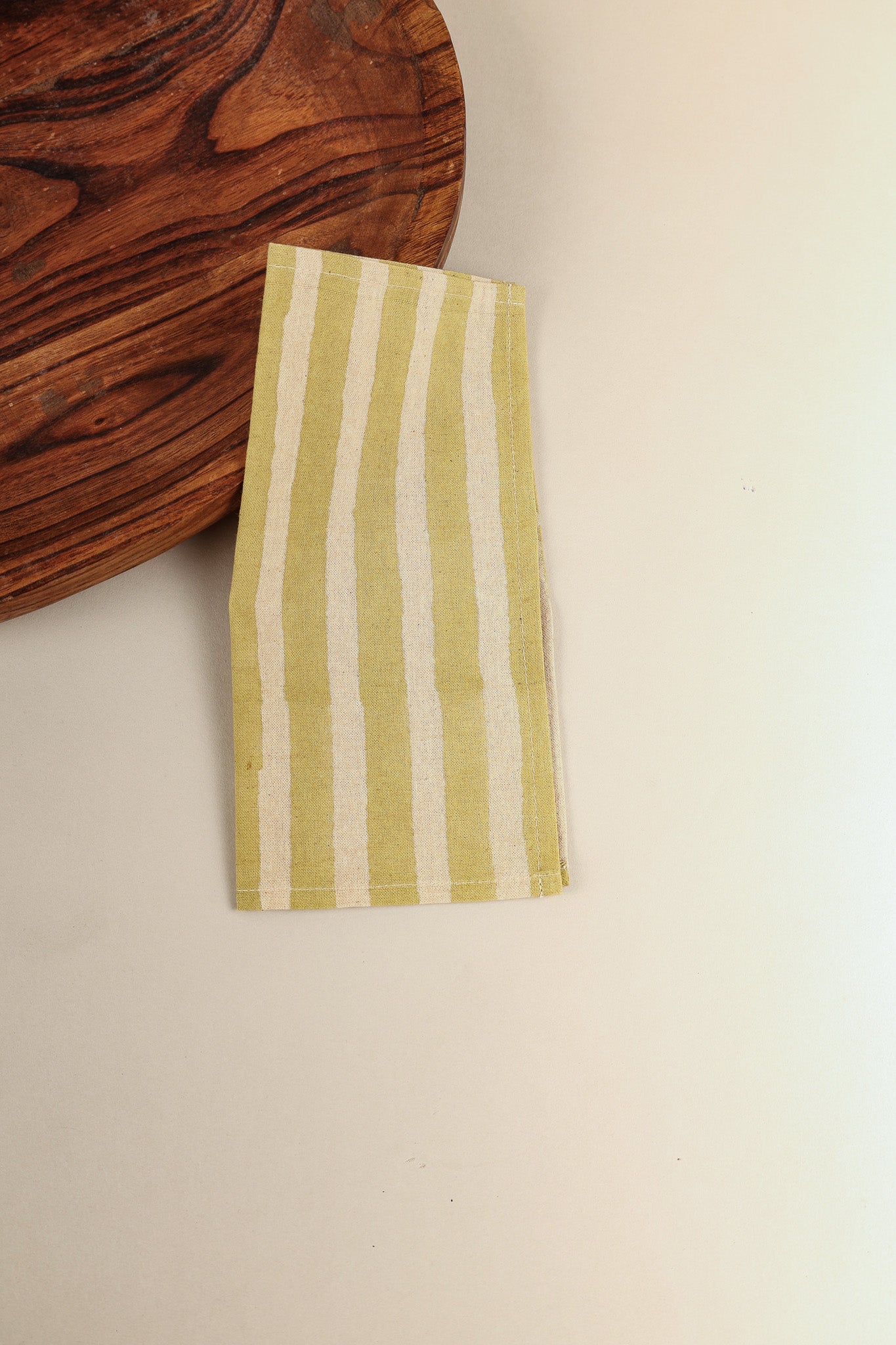 Oh! Stripes (Lime) Block Print Napkins, Set of 4
