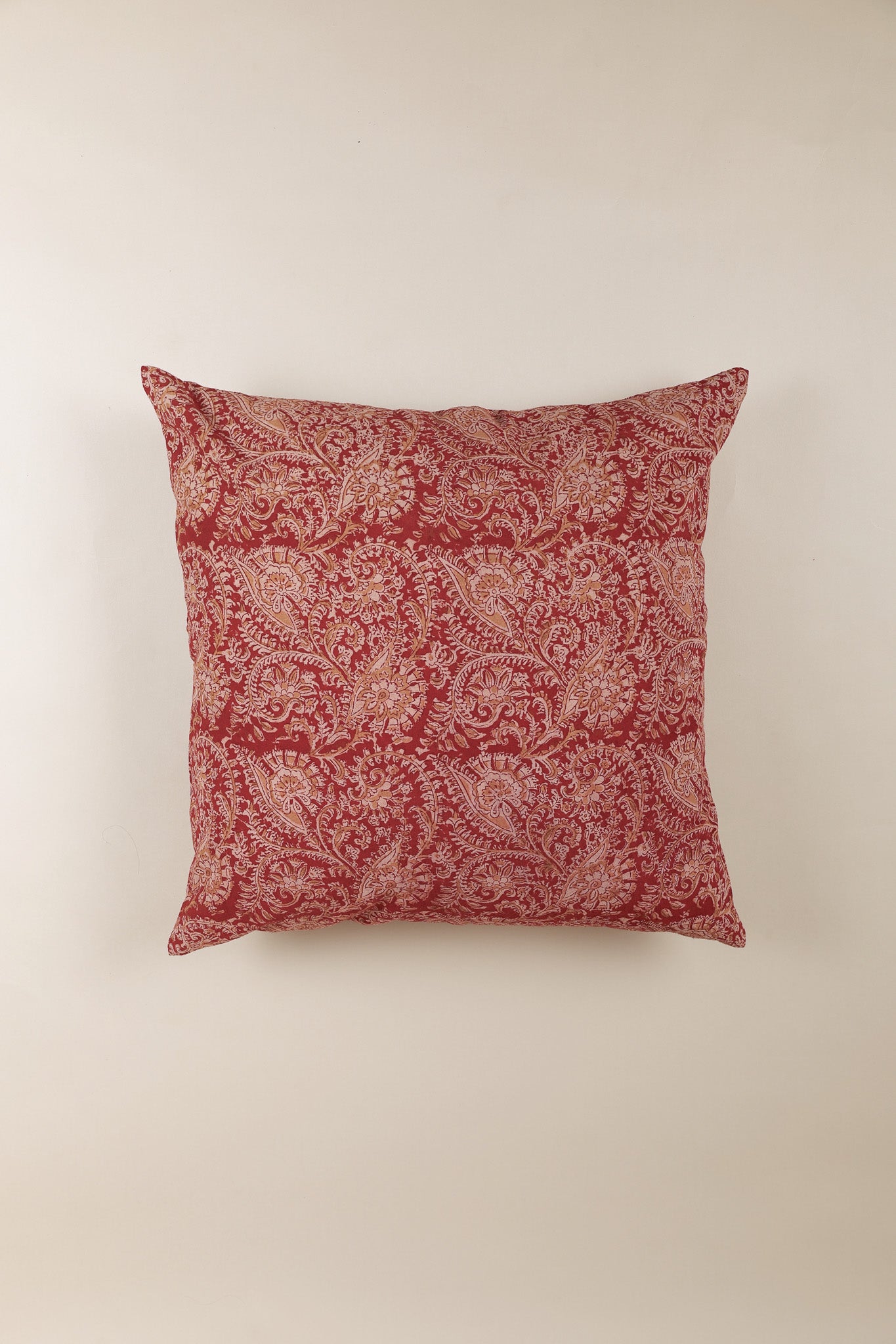 Scarlet Echo Kalamkari Pillow