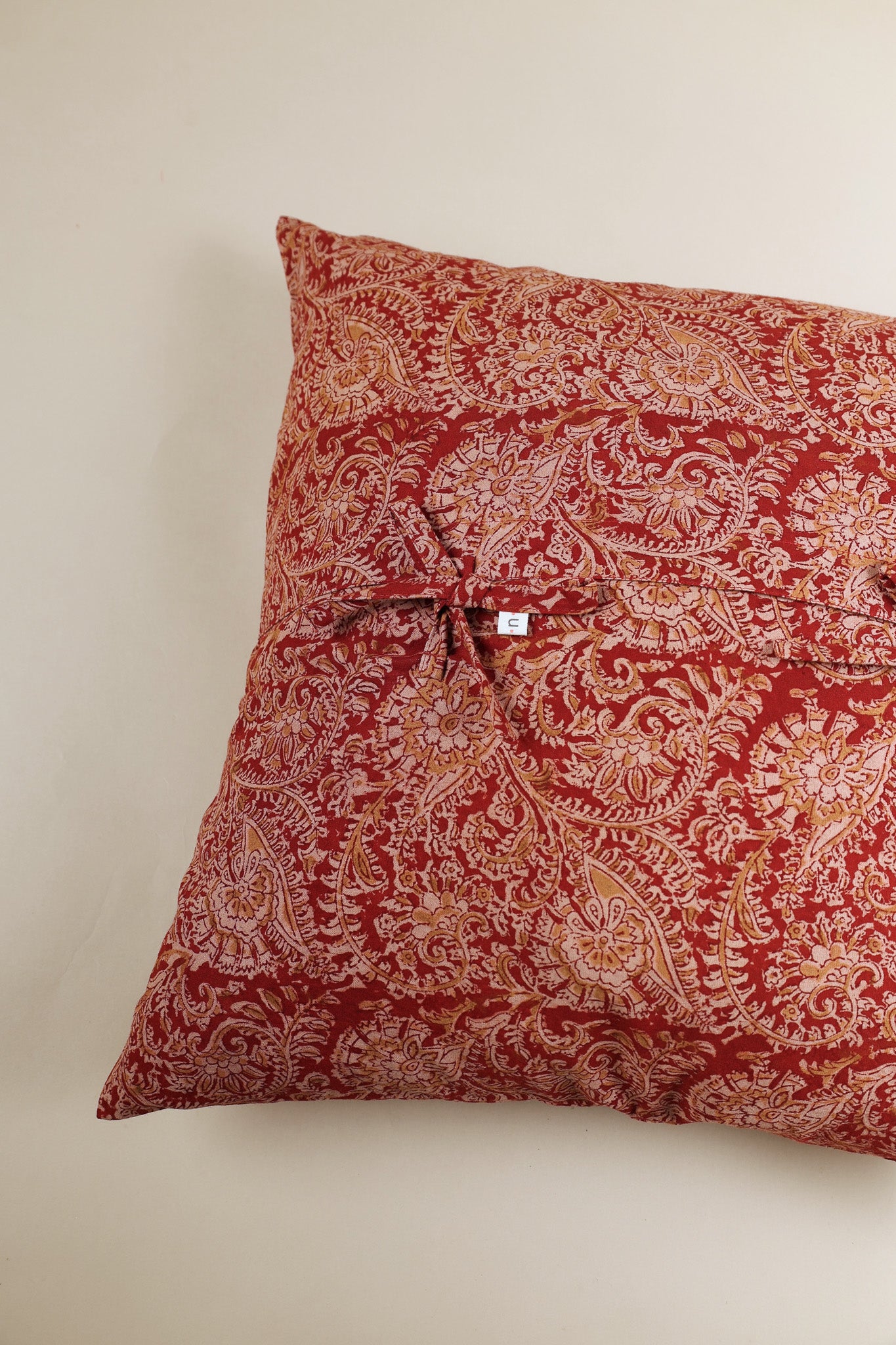 Scarlet Echo Kalamkari Pillow
