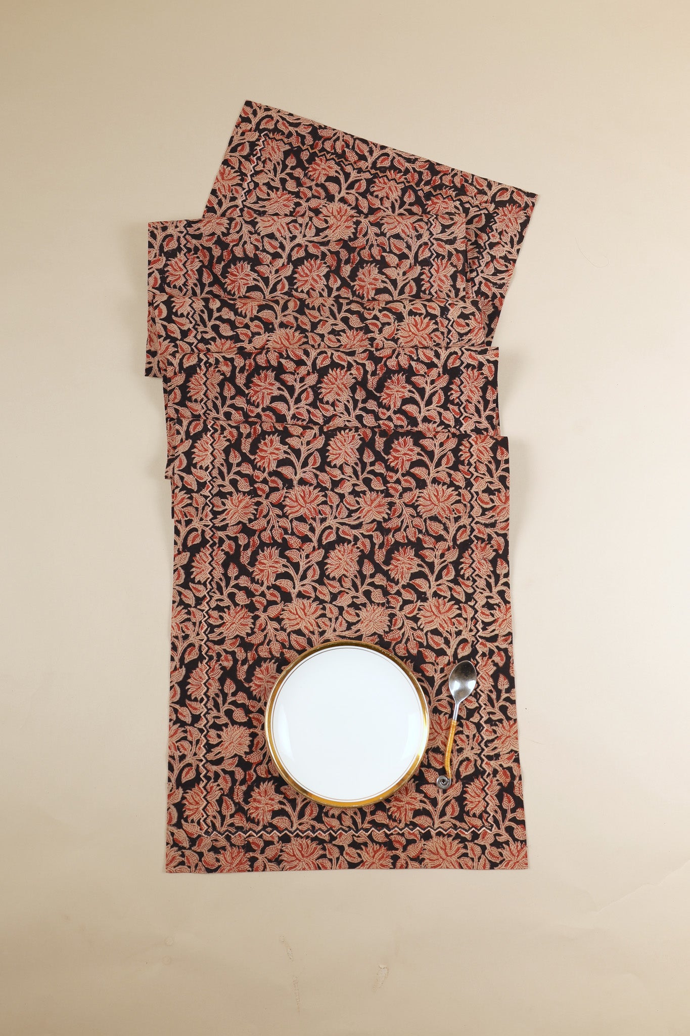 Noir Grove Kalamkari Table Runner