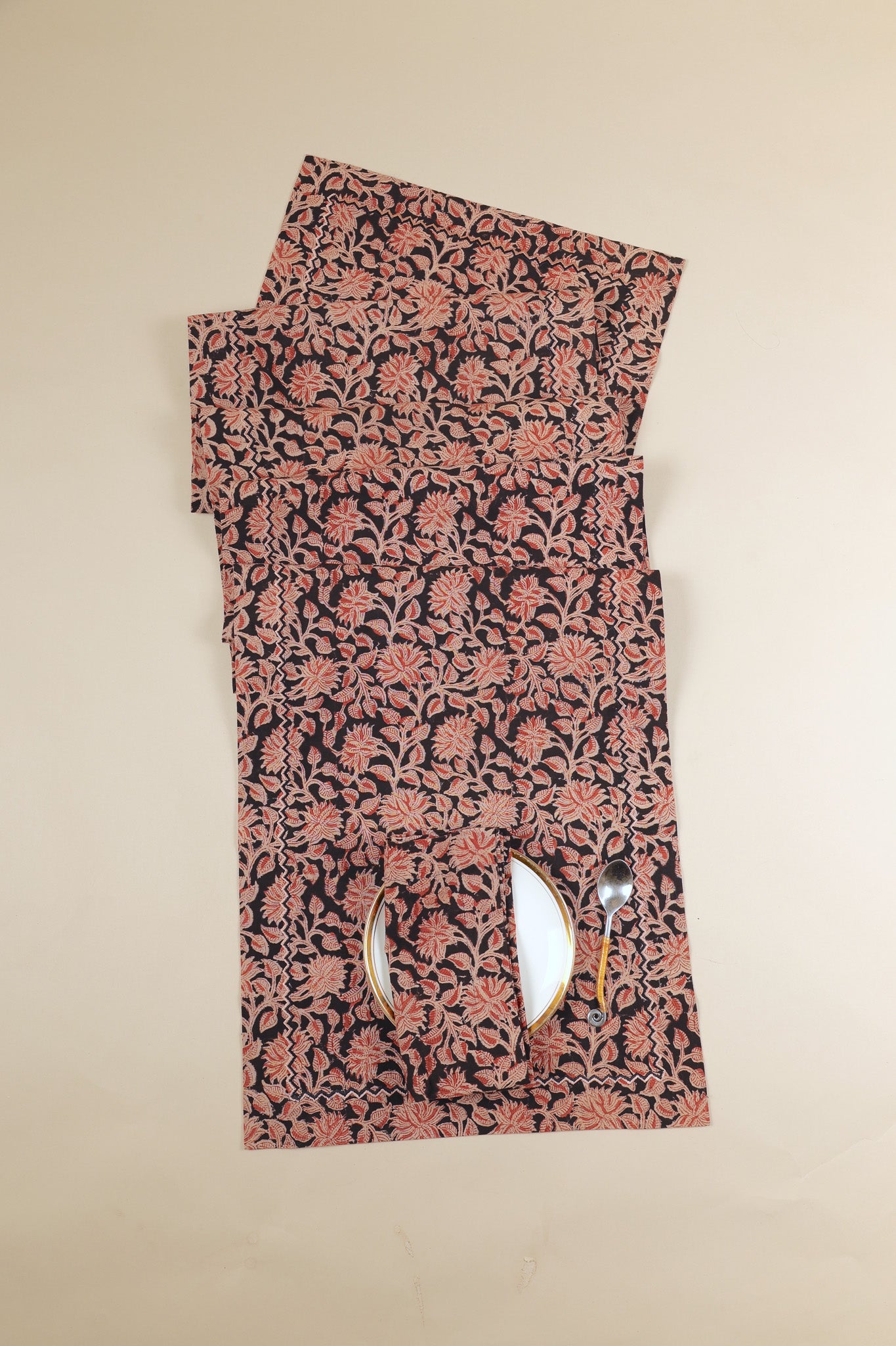 Noir Grove Kalamkari Napkins, Set of 4