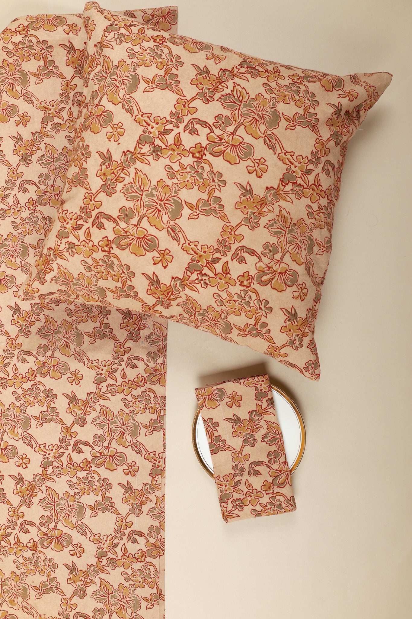 Autumn Whisper Kalamkari Napkins, Set of 4