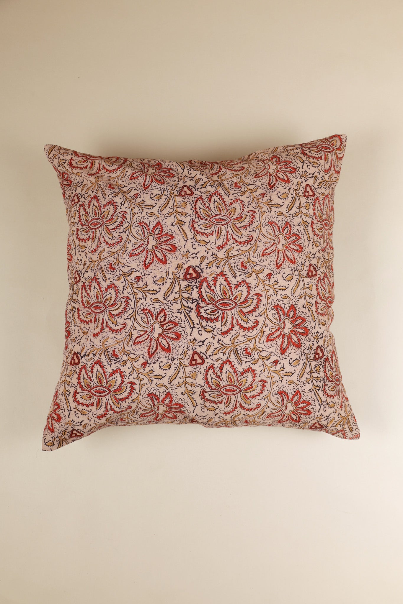 Amber Bloom Kalamkari Pillow