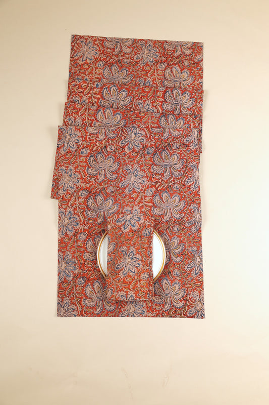 Sienna Blossom Kalamkari Table Runner