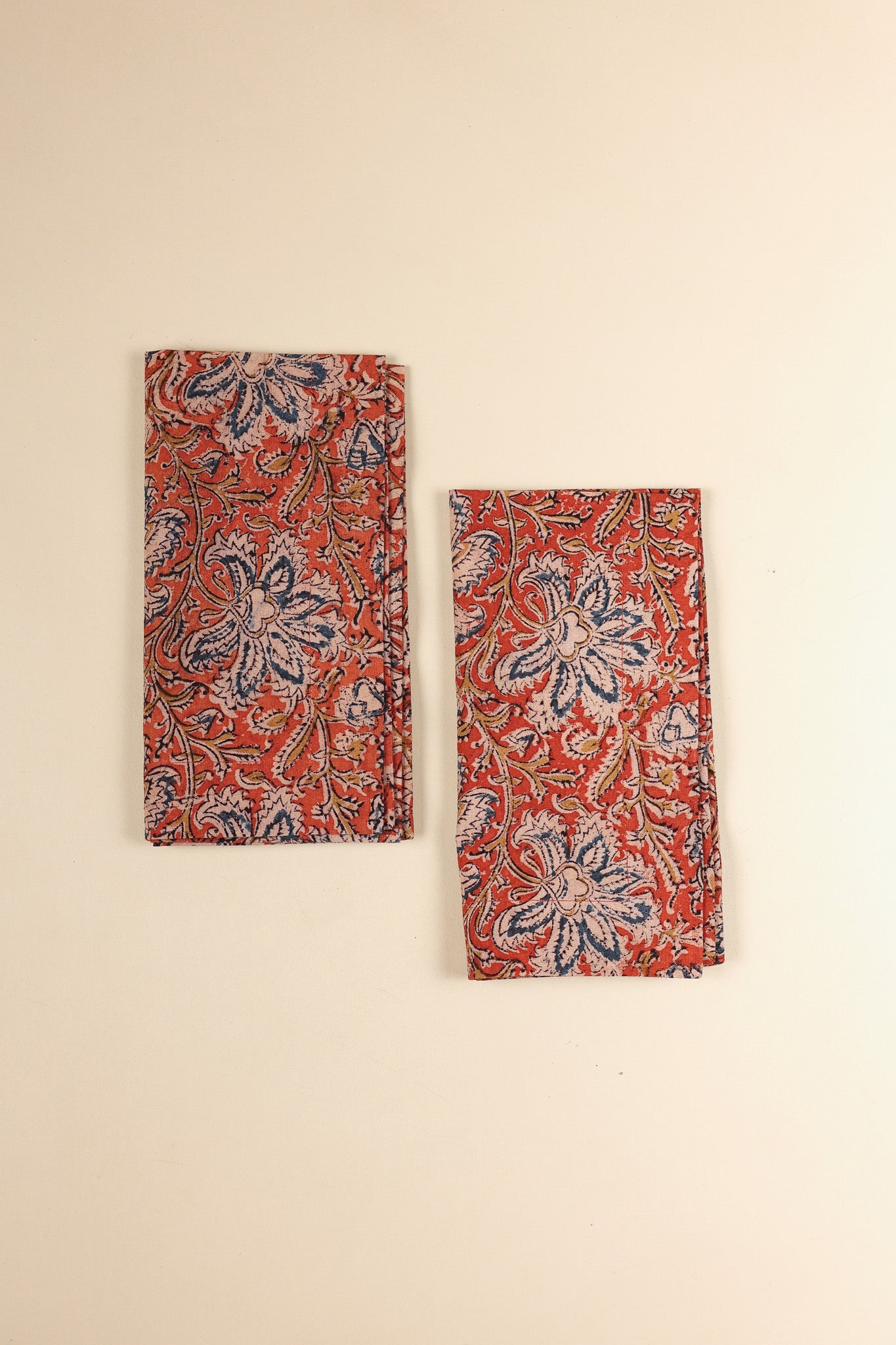 Sienna Blossom Kalamkari Napkins, Set of 4