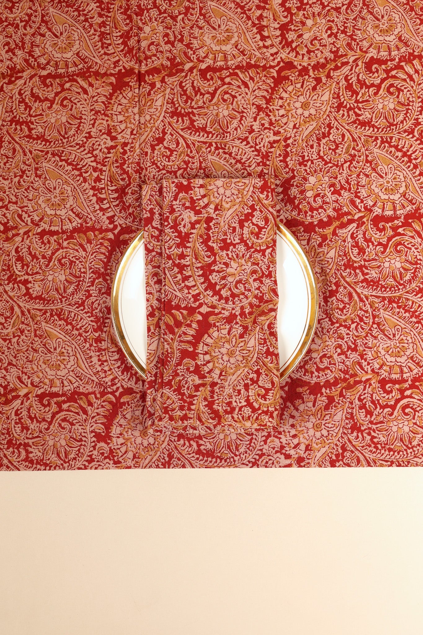 Scarlet Echo Kalamkari Napkins, Set of 4