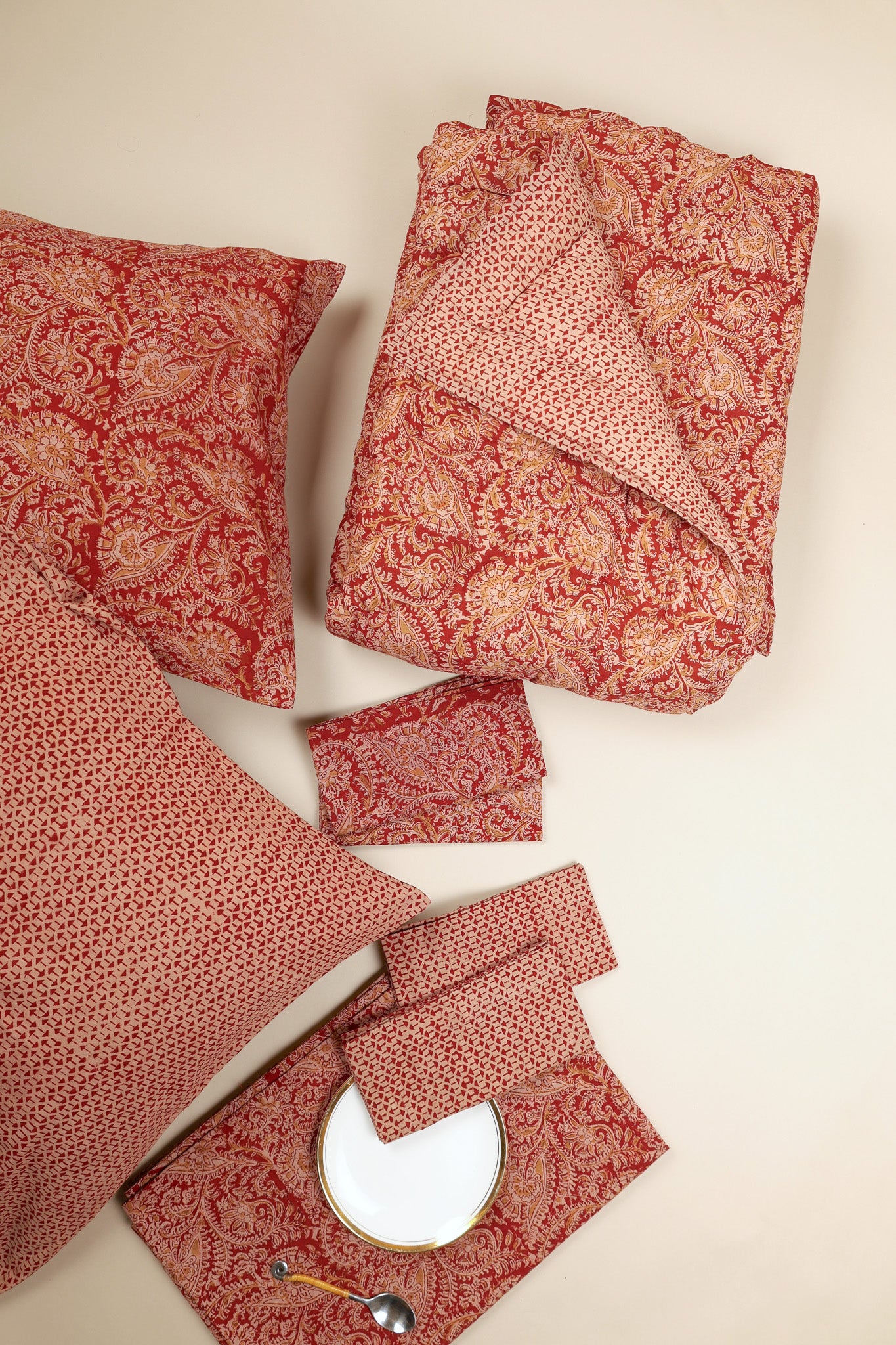 Crimson Dust Kalamkari Napkins, Set of 4