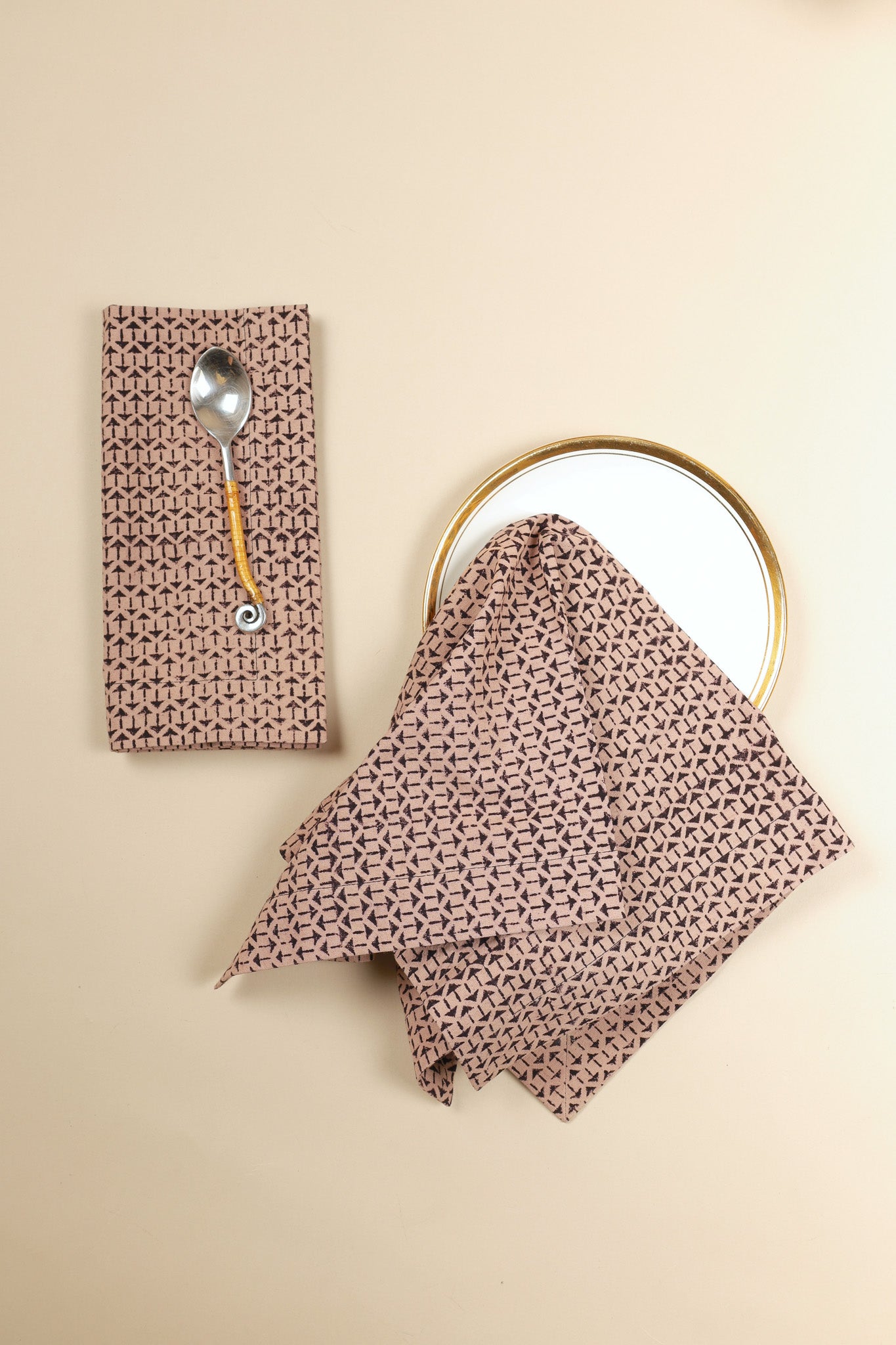 Charcoal Dust Kalamkari Napkins, Set of 4