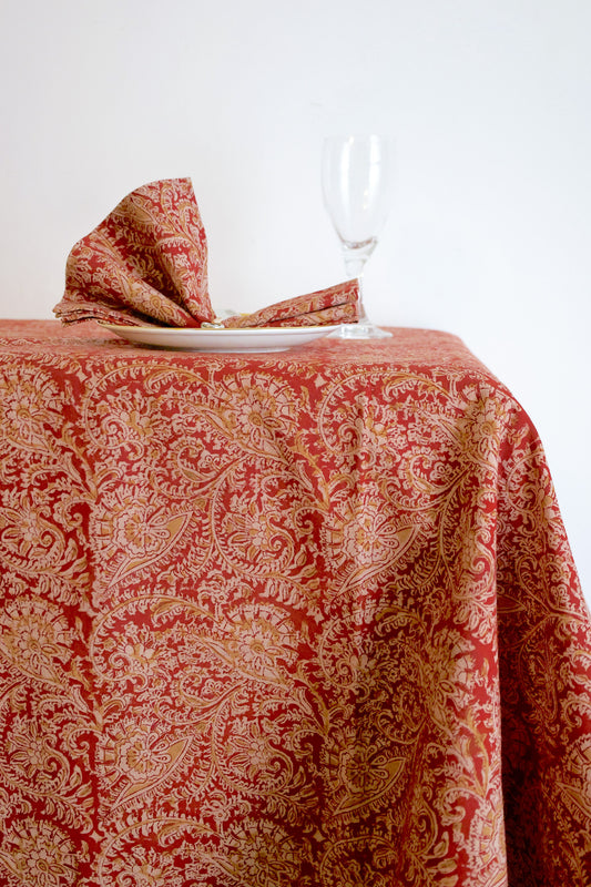 Scarlet Echo Kalamkari Tablecloth
