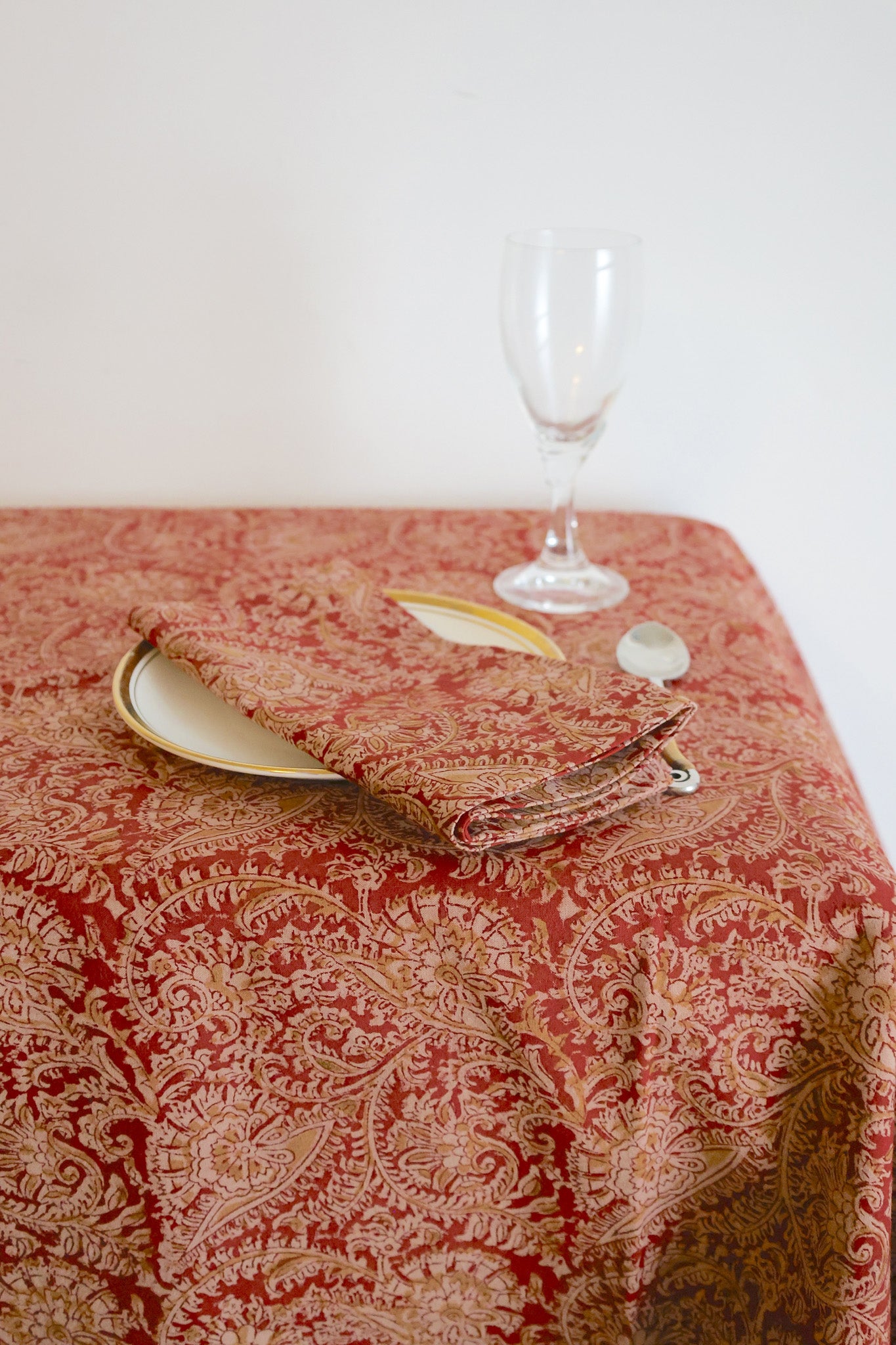 Scarlet Echo Kalamkari Tablecloth