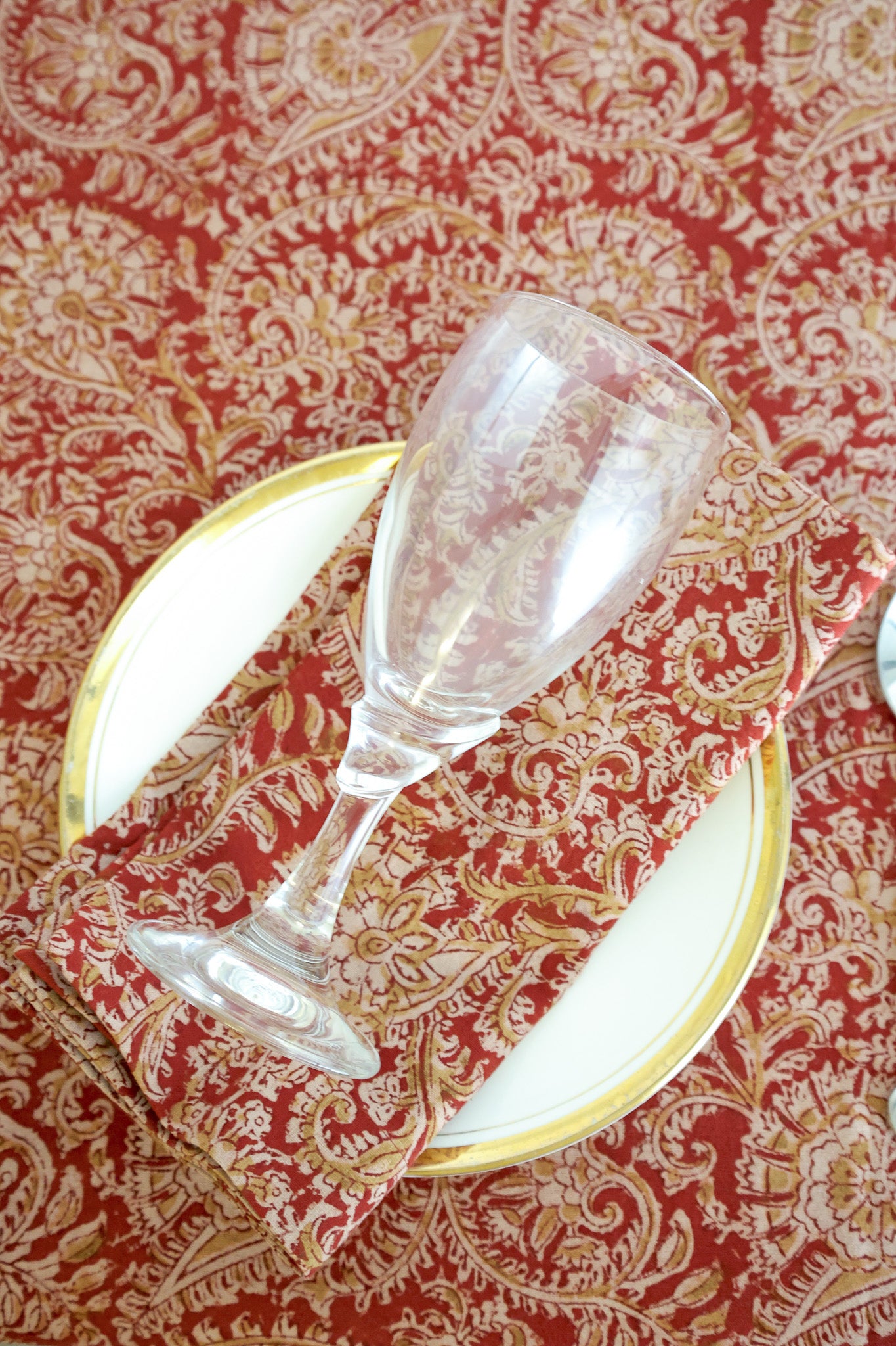 Scarlet Echo Kalamkari Tablecloth