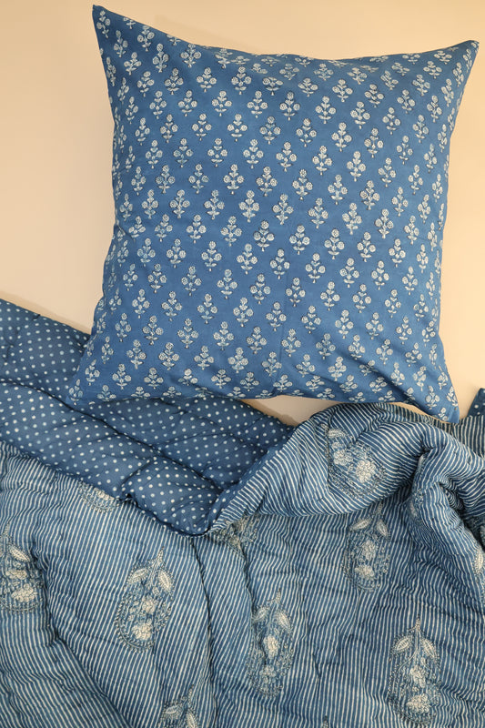 Blue Murmur Indigo Block Print Pillow
