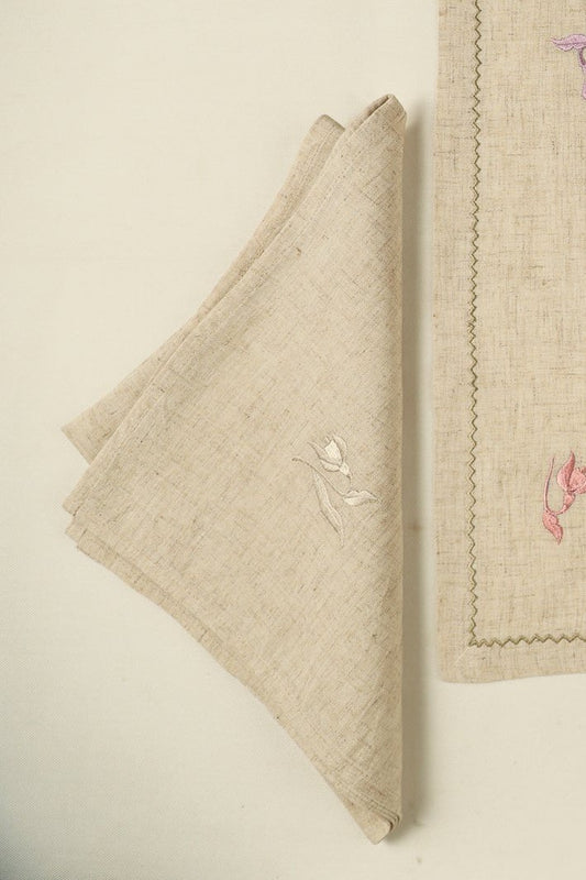 Beige Sands Embroidered Napkins, Set of 4