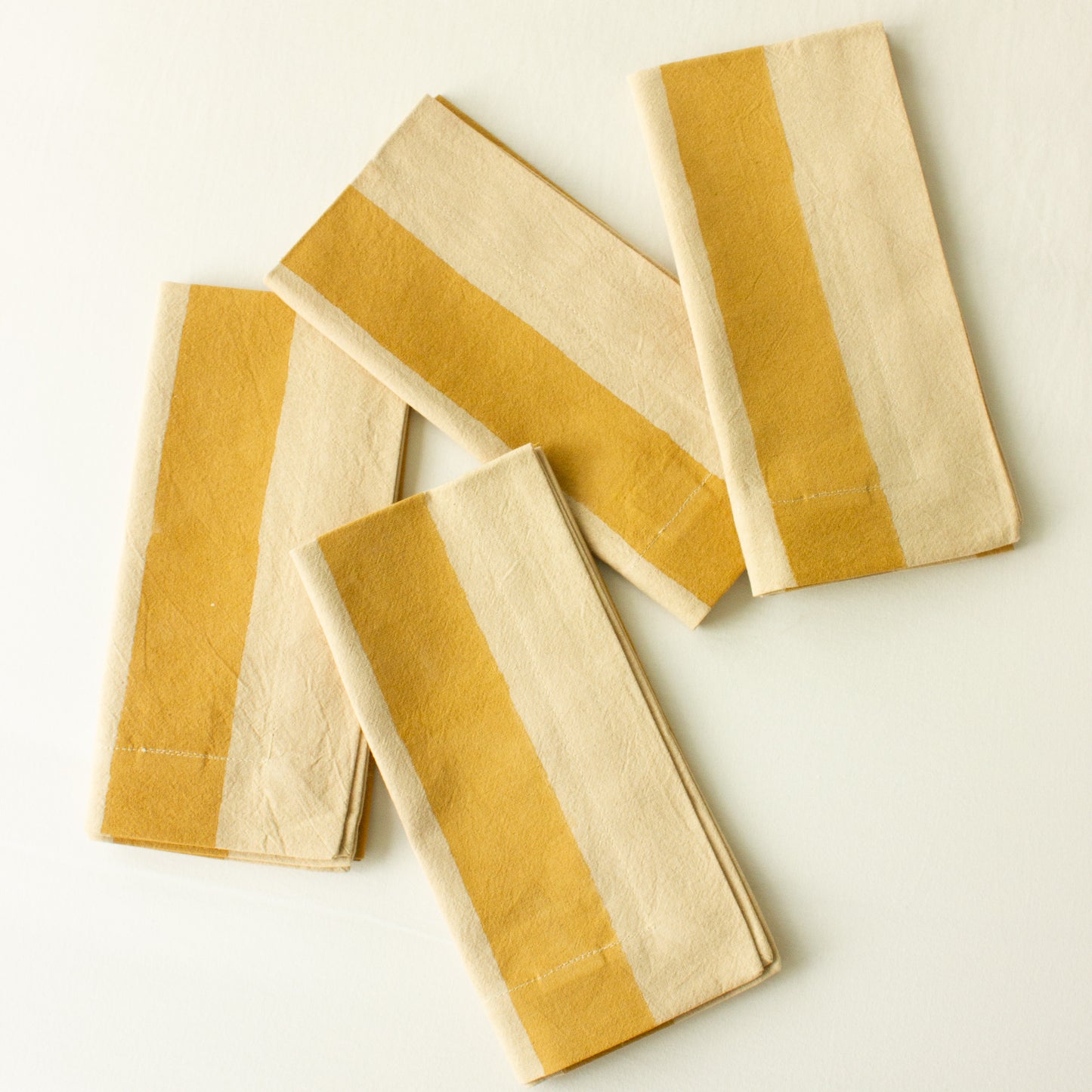 Oh! Stripes (Ochre) Block Print Napkins, Set of 4