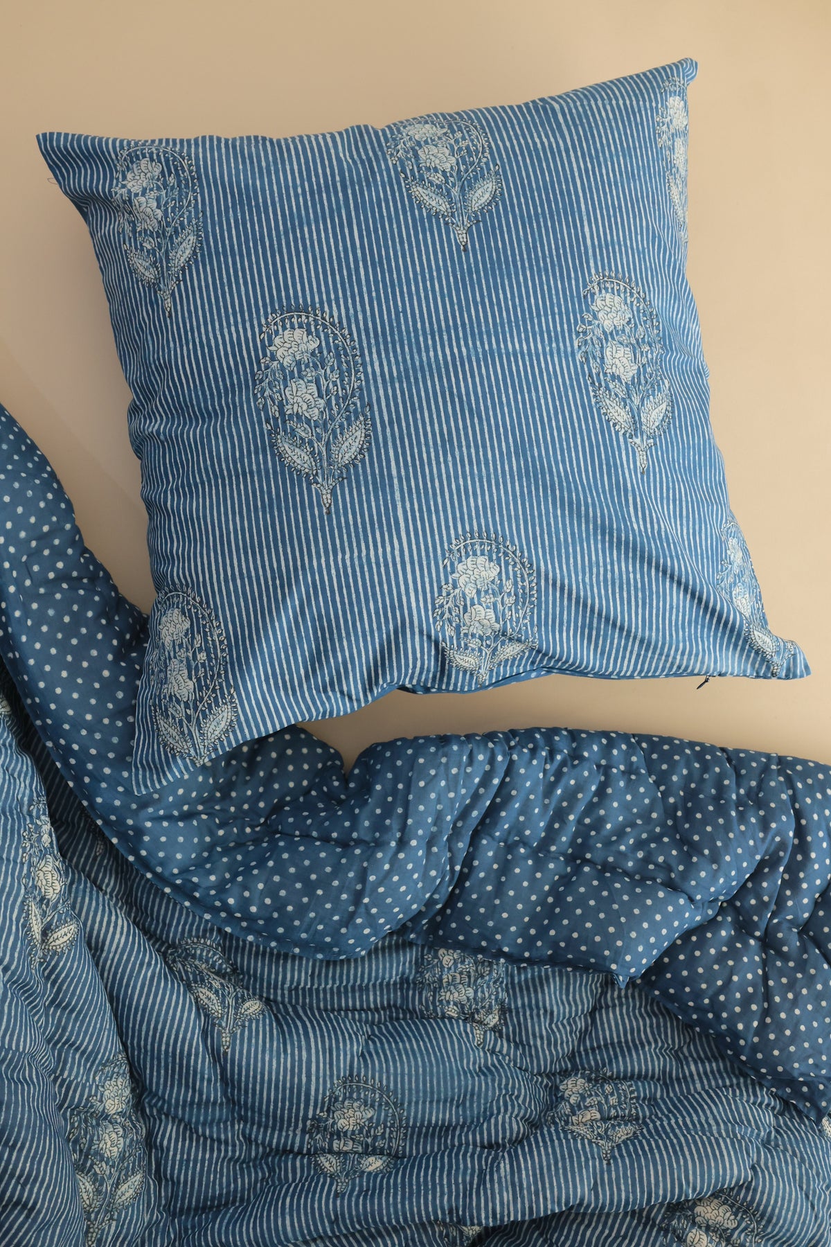 Ink Garden Indigo Block Print Pillow