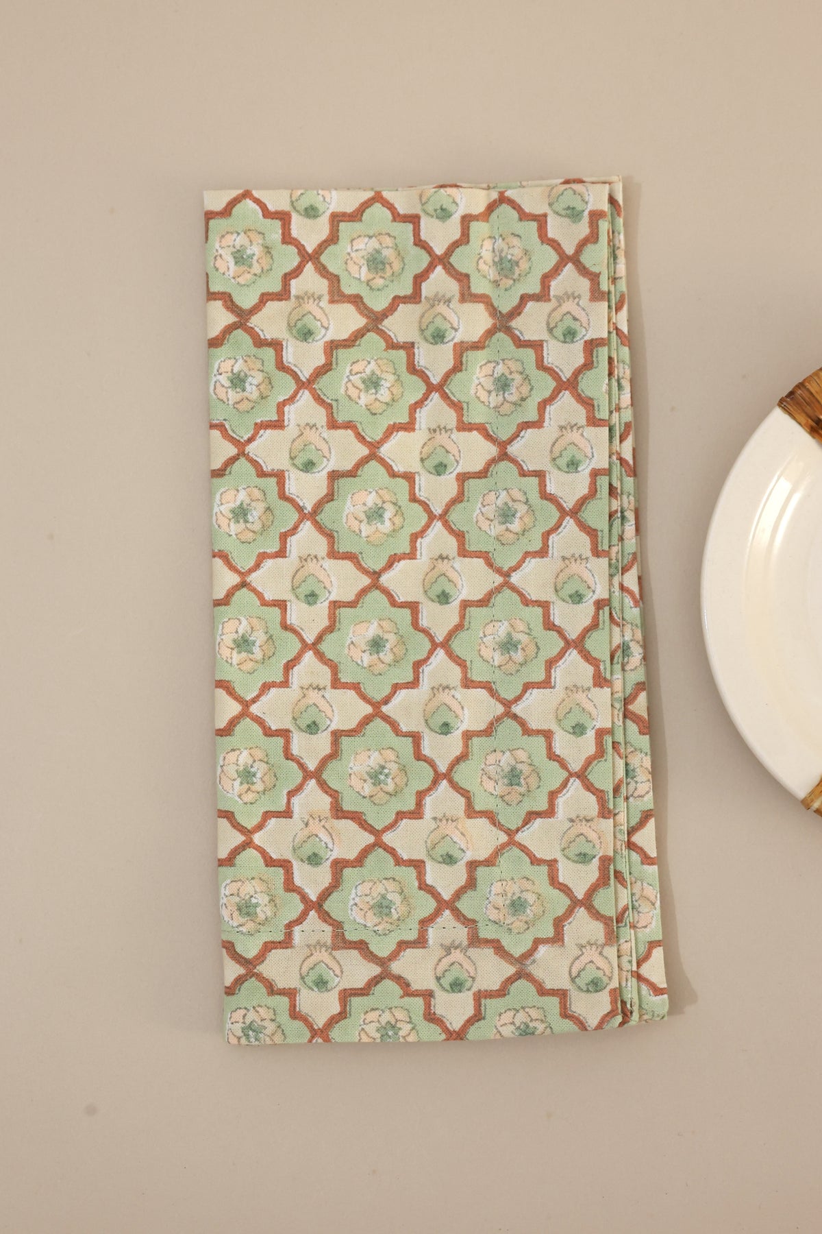 Agra Lattice Block Print Napkins, Set of 4