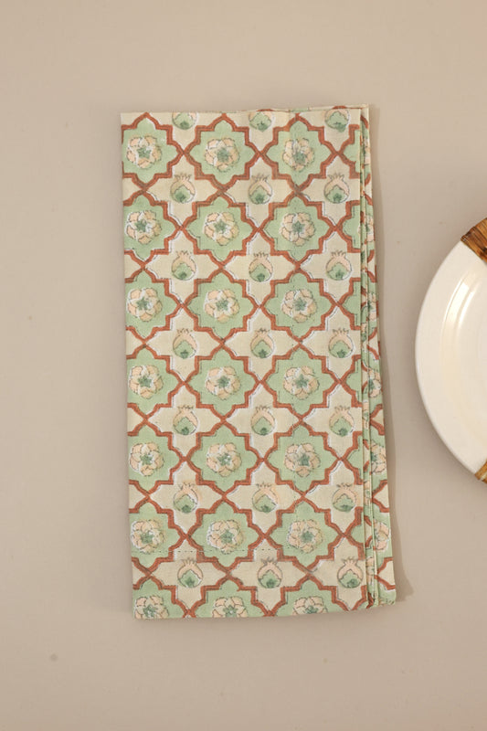 Agra Lattice Block Print Napkins, Set of 4