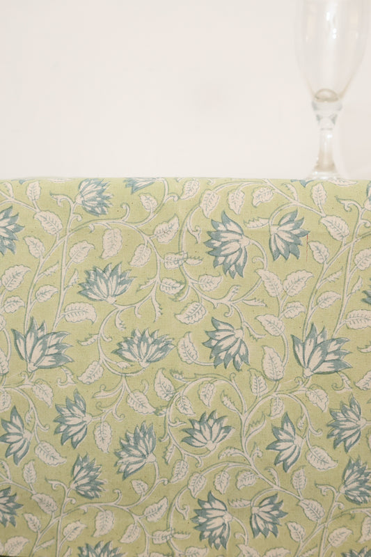 Sage Vines Block Print Tablecloth