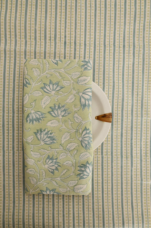 Sage Vines Block Print Napkins, Set of 4