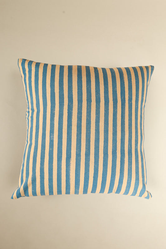 Oh! Stripes (Blue) Block Print  Pillow Cover